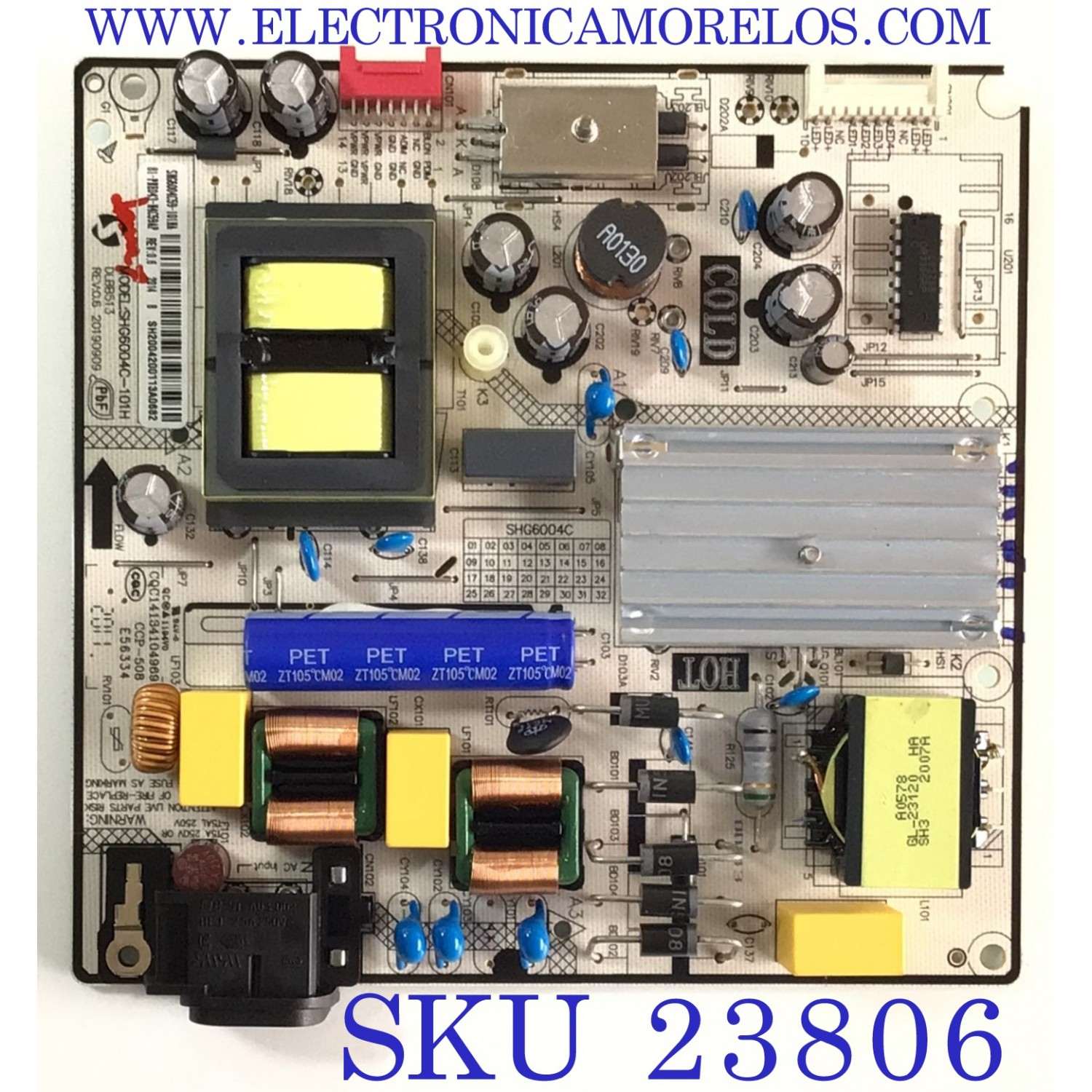 FUENTE DE PODER PARA TV PIONEER / NUMERO DE PARTE 81-PBE043-H4C59AP / SHG6004C-101H / DLBB513 / 20190909 / SHG6004C59-101HA / PANEL LVU430CSDX / MODELO PLE-43S11UHD